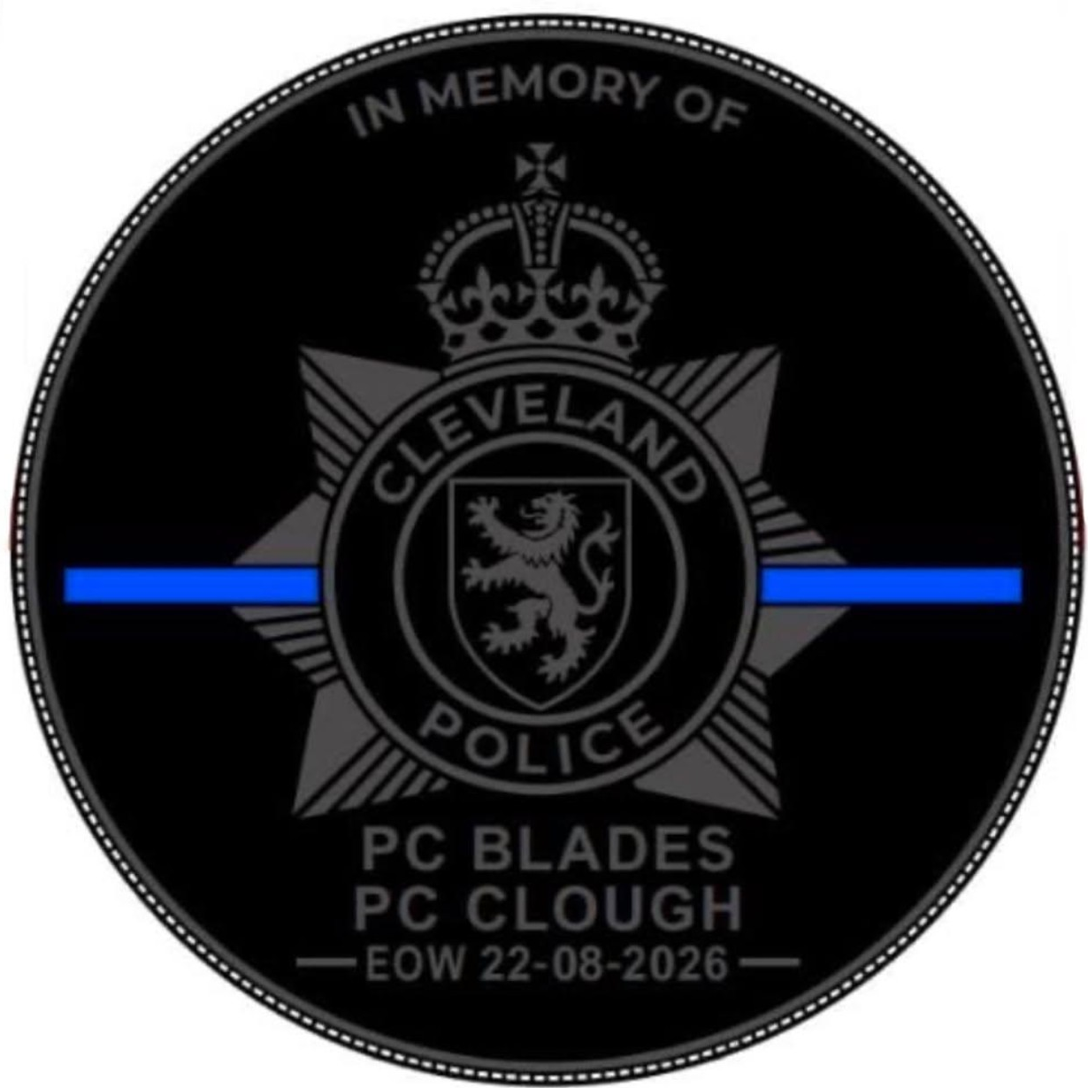 Memorial patch for PC Blades and PC Clough, EOW 22 August 2026